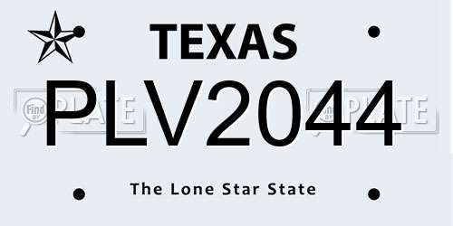 PLV2044 Texas License Plate