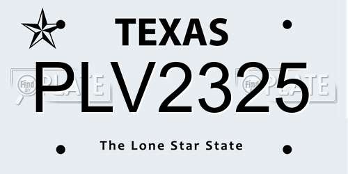 PLV2325 Texas License Plate