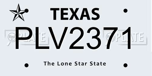 PLV2371 Texas License Plate