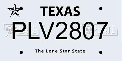 PLV2807 Texas License Plate