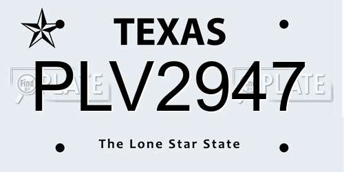 PLV2947 Texas License Plate