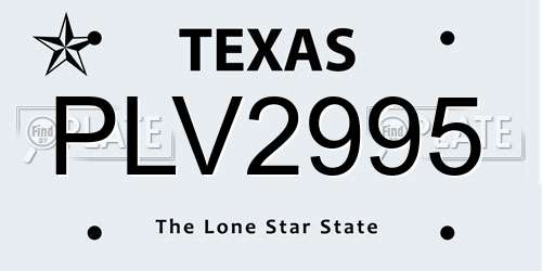 PLV2995 Texas License Plate