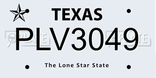 PLV3049 Texas License Plate