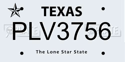 PLV3756 Texas License Plate