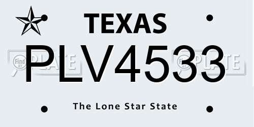 PLV4533 Texas License Plate