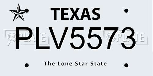 PLV5573 Texas License Plate