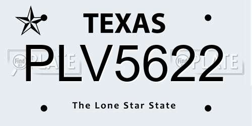 PLV5622 Texas License Plate