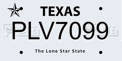 PLV7099 Texas License Plate