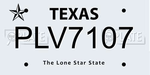 PLV7107 Texas License Plate
