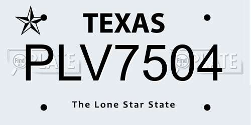 PLV7504 Texas License Plate
