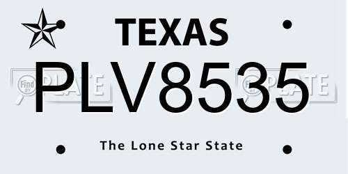 PLV8535 Texas License Plate
