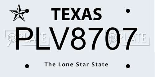 PLV8707 Texas License Plate