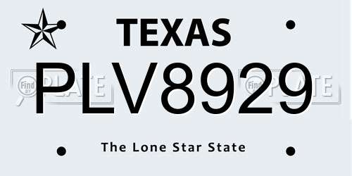 PLV8929 Texas License Plate