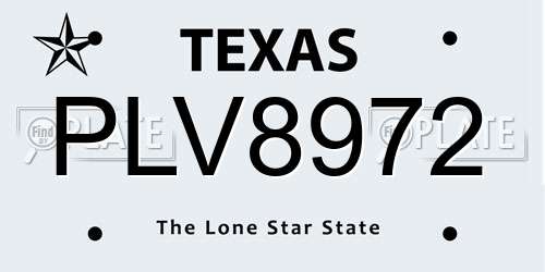 PLV8972 Texas License Plate