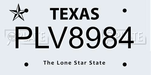 PLV8984 Texas License Plate