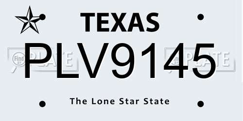 PLV9145 Texas License Plate