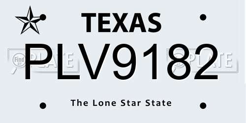 PLV9182 Texas License Plate