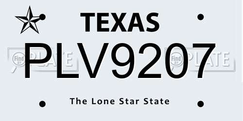PLV9207 Texas License Plate
