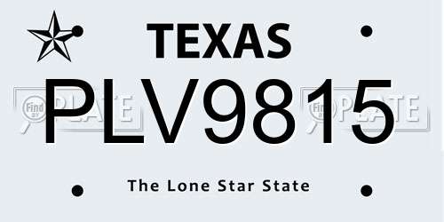 PLV9815 Texas License Plate