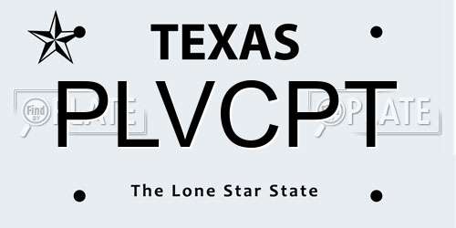 PLVCPT Texas License Plate
