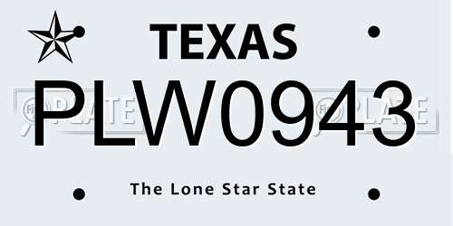 PLW0943 Texas License Plate