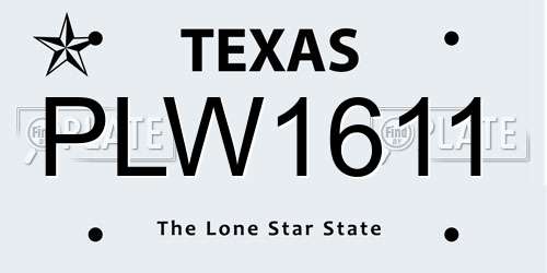 PLW1611 Texas License Plate