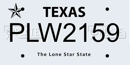 PLW2159 Texas License Plate