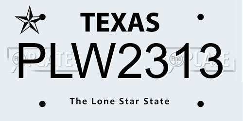 PLW2313 Texas License Plate