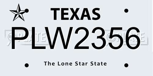 PLW2356 Texas License Plate