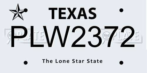 PLW2372 Texas License Plate
