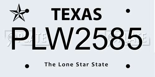 PLW2585 Texas License Plate