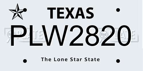 PLW2820 Texas License Plate
