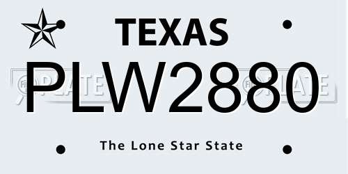 PLW2880 Texas License Plate