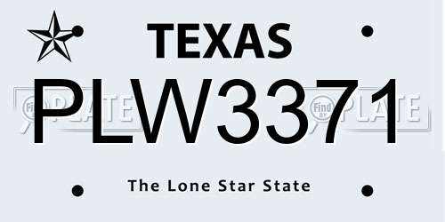 PLW3371 Texas License Plate