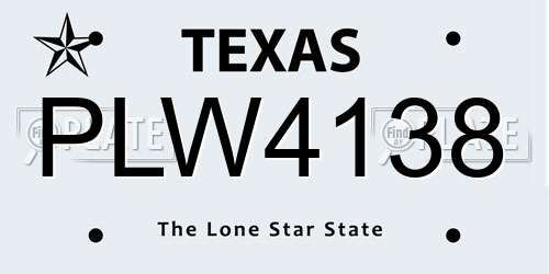 PLW4138 Texas License Plate