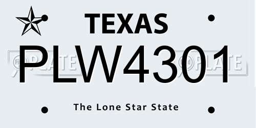 PLW4301 Texas License Plate