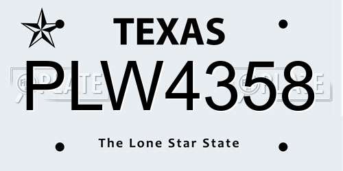 PLW4358 Texas License Plate
