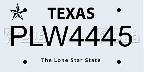 PLW4445 Texas License Plate