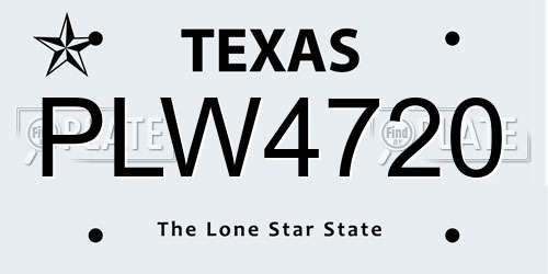 PLW4720 Texas License Plate