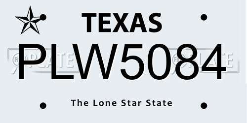 PLW5084 Texas License Plate