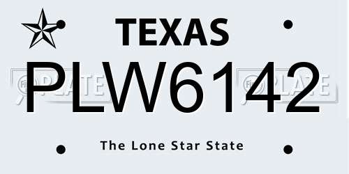 PLW6142 Texas License Plate