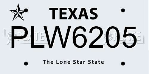 PLW6205 Texas License Plate