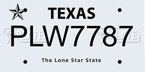 PLW7787 Texas License Plate