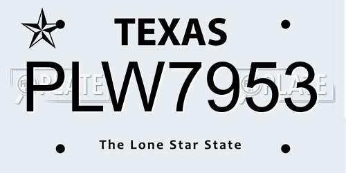 PLW7953 Texas License Plate