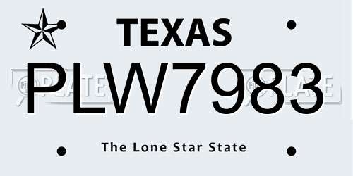 PLW7983 Texas License Plate