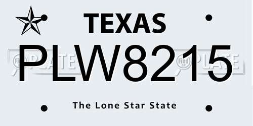 PLW8215 Texas License Plate