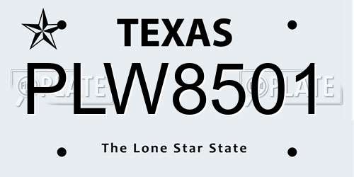 PLW8501 Texas License Plate