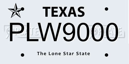 PLW9000 Texas License Plate