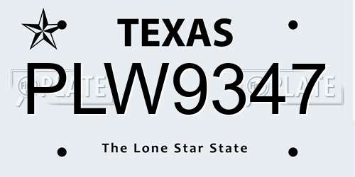 PLW9347 Texas License Plate