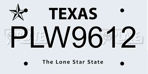 PLW9612 Texas License Plate
